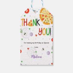 Étiquettes cadeaux de pizza orange et rouge