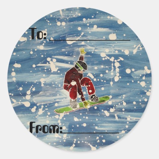 Étiquettes cadeaux de snowboard (Devant)