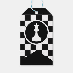 Étiquettes cadeaux de thème d'échecs - Design noir