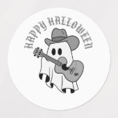 Étiquettes Cadeaux d'Halloween, mignon fantôme joue de la gui (Design 1)