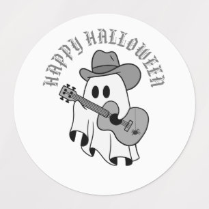 Étiquettes Cadeaux d'Halloween, mignon fantôme joue de la gui