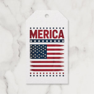 Étiquettes Cadeaux Drapeau Américain 4 Juillet Merica