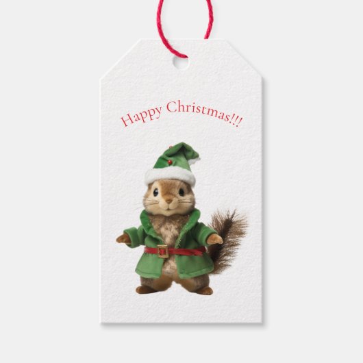 ÉTIQUETTES CADEAUX ÉCUREUIL DE NOËL (Devant)
