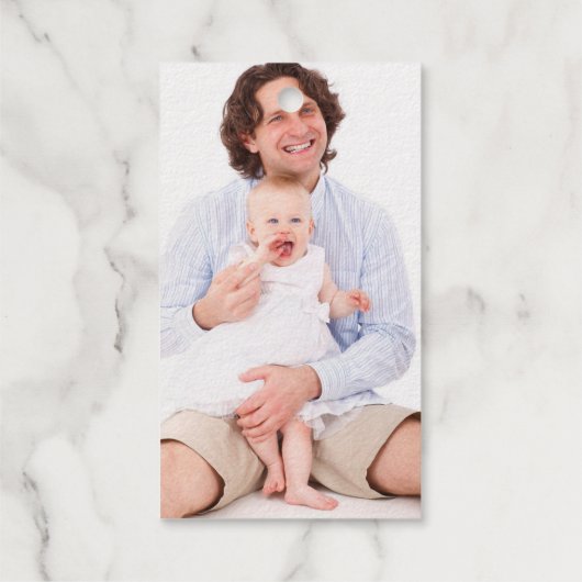 Étiquettes Cadeaux Élégant Arbre de Noël doré Script Message Photo (Verso)