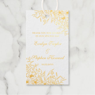 Étiquettes Cadeaux Elégant Floral Flowers Botanical Line Art Mariage