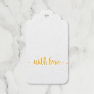 Étiquettes Cadeaux Elégant Or et blanc avec amour Nom personnalisé