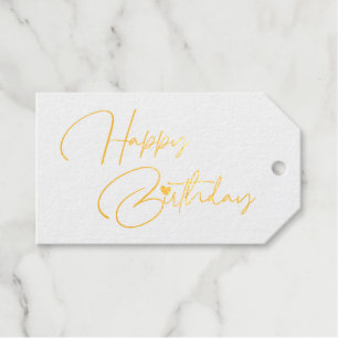 Étiquettes Cadeaux Élégant script de typographie Joyeux or d'annivers