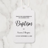 Étiquettes Cadeaux Élégant simple Baptême de bébé Script (Verso)