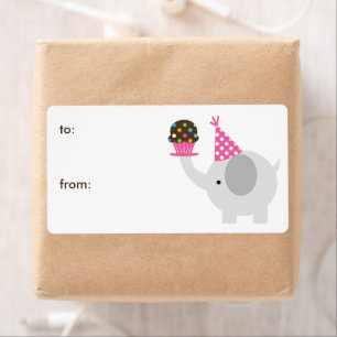Étiquettes cadeaux Elephant and Cupcake
