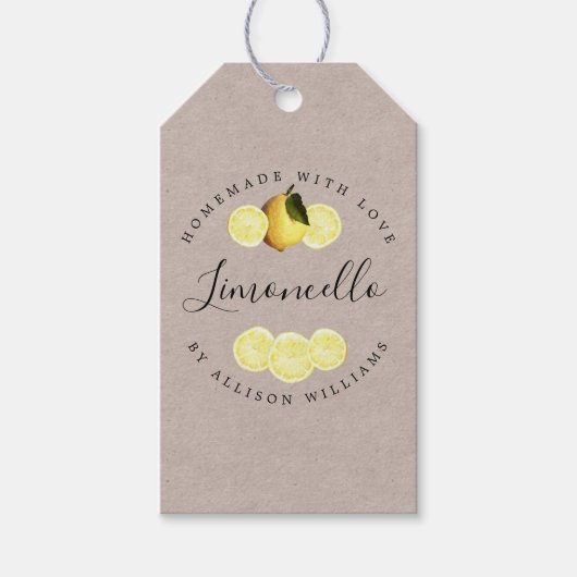 Étiquettes Cadeaux en Papier Kraft Limoncello Fait (Devant)