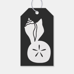 Étiquettes Cadeaux Été Coquillages sur Fond Noir