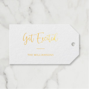 Étiquettes Cadeaux Être excité Calligraphie minimaliste Gold person