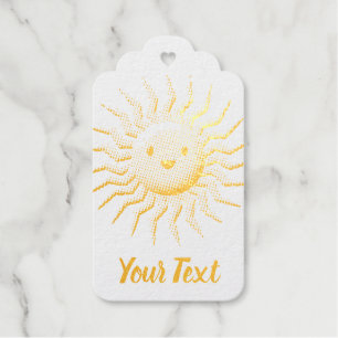 Étiquettes Cadeaux Face Solaire Souriante Avec Texte Personnalisé