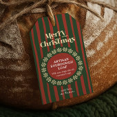 Étiquettes Cadeaux Façon Main Rayures Rouges et Ve