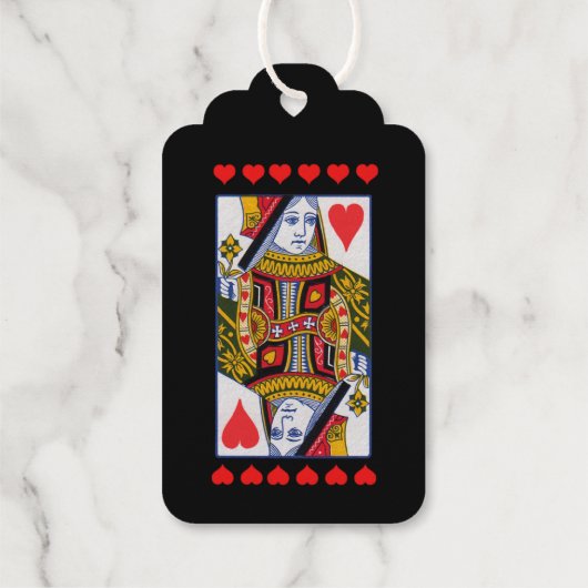 Étiquettes Cadeaux Fancy Heart Suite Queen Playing Card Red Hearts (Verso)