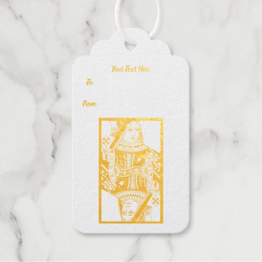 Étiquettes Cadeaux Fancy Heart Suite Queen Playing Card Red Hearts (Recto)