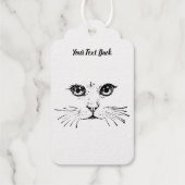 Étiquettes Cadeaux Faux Gold Foil Chat Face Avec Whiskers (Verso)