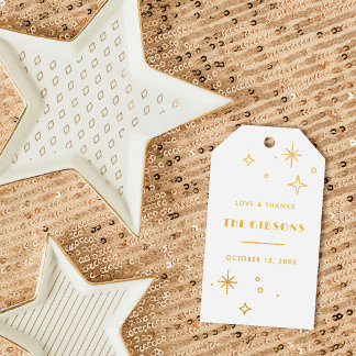 Étiquettes Cadeaux Faveur de mariage céleste en feuille de Lune & Éto