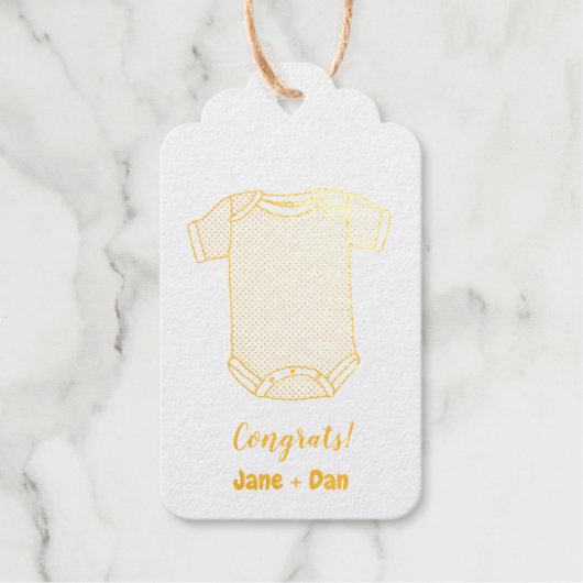 Étiquettes Cadeaux Félicitations ! (tissu de baby shower) (Recto)