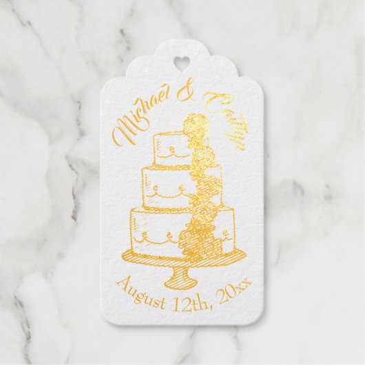 Étiquettes Cadeaux Fiançailles de Fête des mariées de gâteau Mariage (Recto)