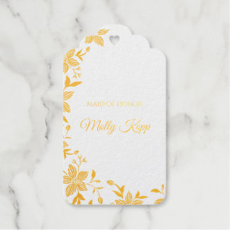 Étiquettes Cadeaux Fleur rayée élégante en feuille d'or