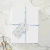 Étiquettes Cadeaux Flocon de Neige Bleu & Blanc Br (Avec de laficelle)