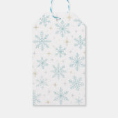Étiquettes Cadeaux Flocon de Neige Bleu & Blanc Br (Dos)