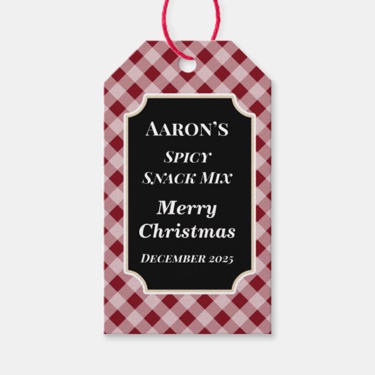 Étiquettes Cadeaux Gingham Rouge Rustique (Devant)