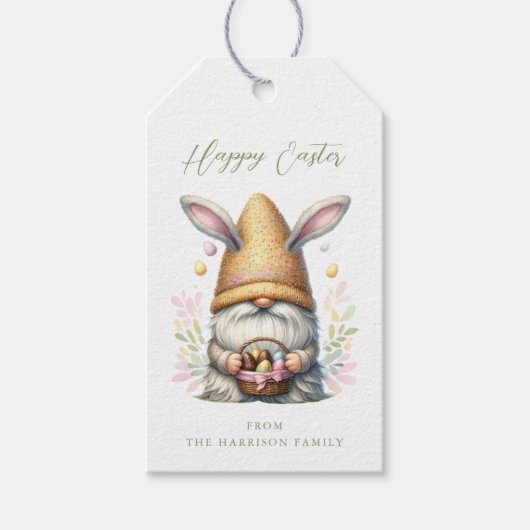 Étiquettes cadeaux Gnome de Pâques (Devant)