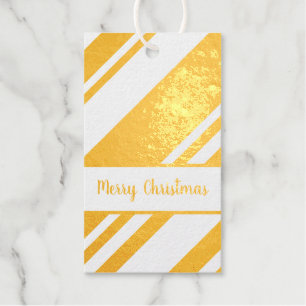 Étiquettes cadeaux Gold Foil et White Diagonal Str