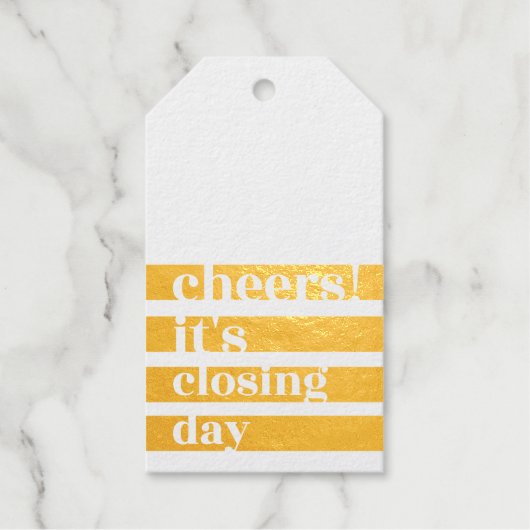 Étiquettes Cadeaux Gold Foil Large - "Bravo! C'est le jour de clôture (Recto)