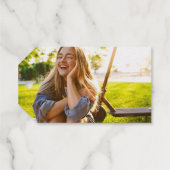 Étiquettes Cadeaux Gold Graduation Photo Classic Script Personnalisé (Verso (horizontal))