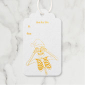 Étiquettes Cadeaux Gold Outline Squelette Ornement Oeil Joyeux Noël (Recto)