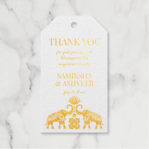 Étiquettes Cadeaux Gold rangoli éléphants mariage indien merci