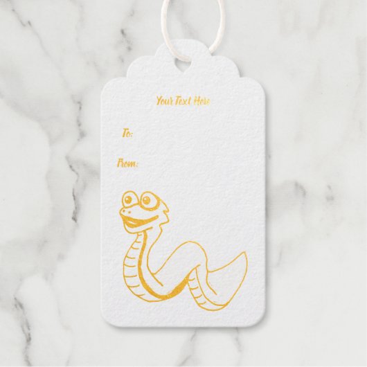 Étiquettes Cadeaux Golden Cute Snake Illustration grands yeux Points  (Recto)