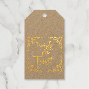 Étiquettes Cadeaux Halloween Trick ou Treat Gold