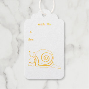 Étiquettes Cadeaux Illustration en or de mignon Cartoon Snail Big Eye