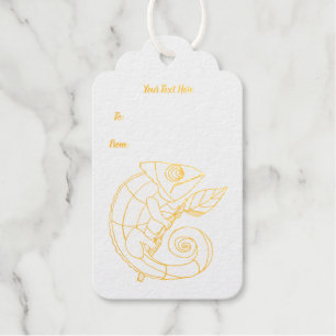 Étiquettes Cadeaux Illustration Gold Outline Lizard Abstrait sur la f