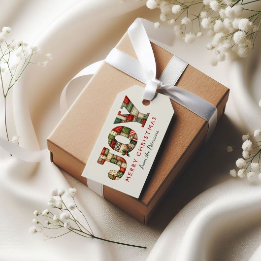 Étiquettes Cadeaux Joy Noël | Patchwork modifiable