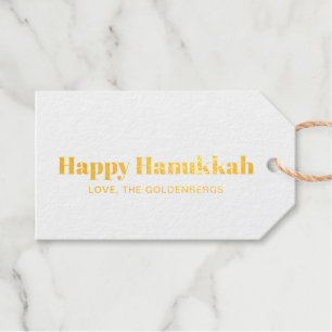 Étiquettes Cadeaux Joyeux Hanoukka blanc bleu minimaliste personnalis