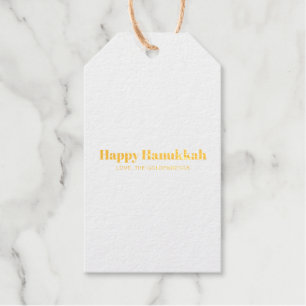 Étiquettes Cadeaux Joyeux Hanukkah bleu or moderne bandes personnalis