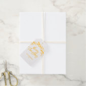 Étiquettes Cadeaux Joyeux Noël Brush Script Pine Berry Feuilles (Avec de la ficelle)