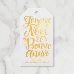 Étiquettes Cadeaux Joyeux Noël et Bonne Année Calligraphie moderne