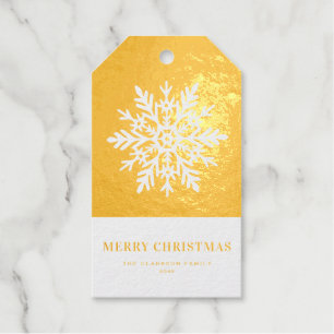 Étiquettes Cadeaux Joyeux Noël Flocon de Neige Fantaisie Festive