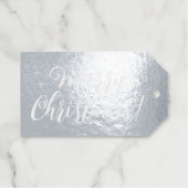 Étiquettes Cadeaux Joyeux Noël script somptueux papier kraft argent (Recto (horizontal))