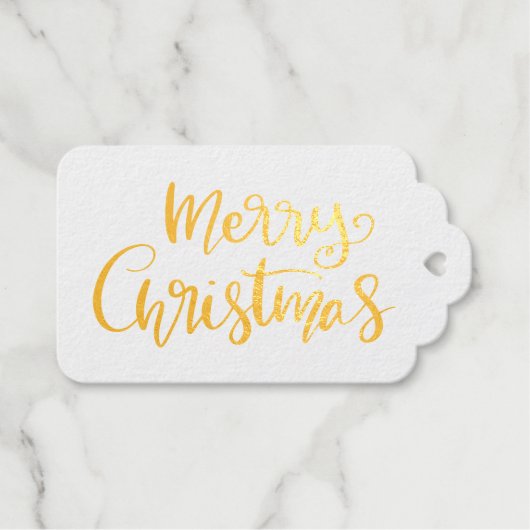 Étiquettes Cadeaux Joyeux Noël Script Vacances (Recto (horizontal))