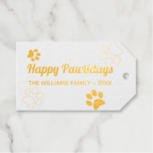 Étiquettes Cadeaux Joyeux Pawlidays Chien Paw Red Plaid Photo Noël (Recto (horizontal))