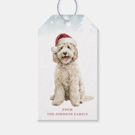 Étiquettes Cadeaux Labradoodle de Noël (Devant)