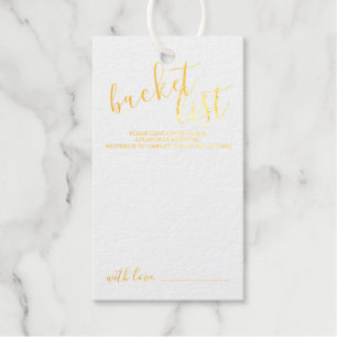 Étiquettes Cadeaux Liste Mariage de script moderne Gold