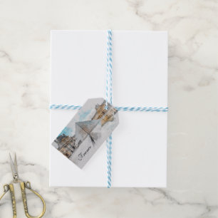 Étiquettes Cadeaux Louvre Aquarelle – Étiquettes V